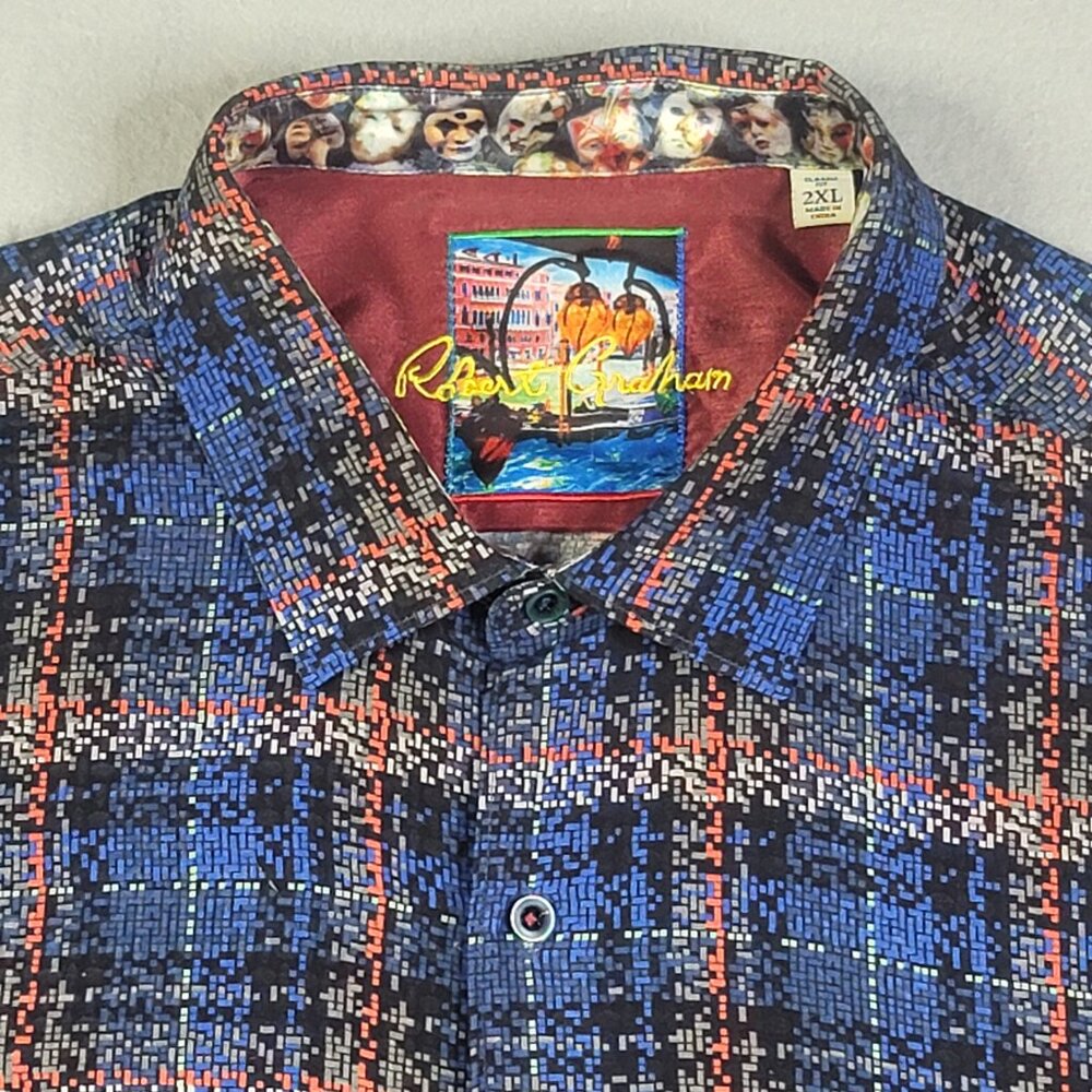 Robert Graham Digital Camo Button Up Men's Shirt 2XL